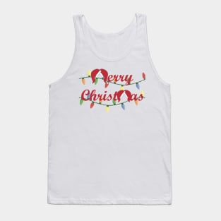 Classic Merry Christmas with Santa Hat M's - Red Font Tank Top